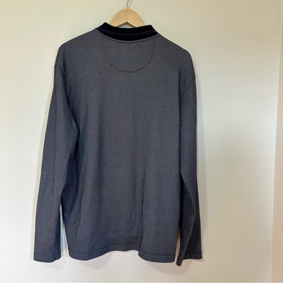 UNTUCKit Boscarelli Birdseye Stretch Long Sleeve Polo Shirt in Navy Sz XL - Picture 3 of 4